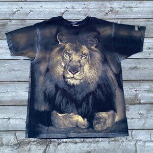 Vintage Lion Graphic T Shirt AOP Jungle Cat World XL